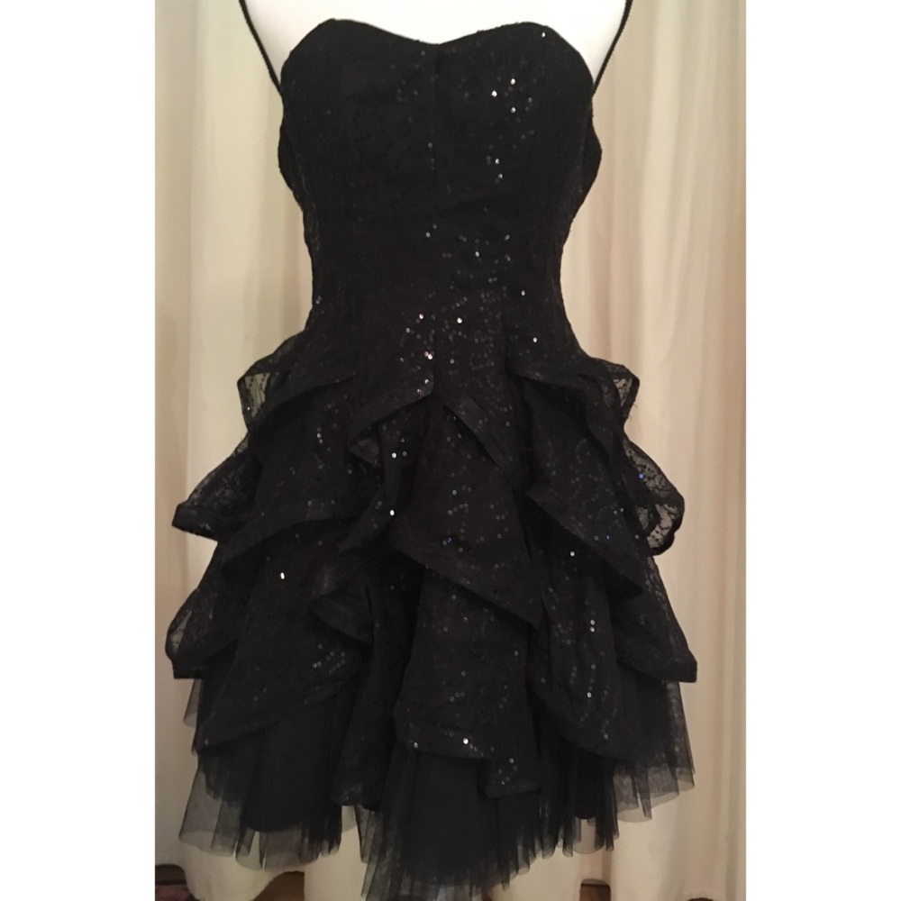 Ark & Co Black Strapless Sequined Party Dress